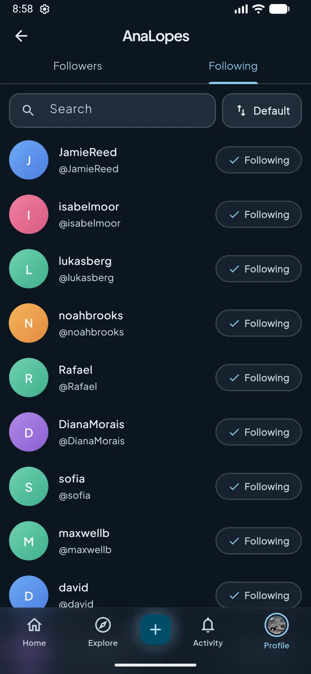 The people a Caelo user follows