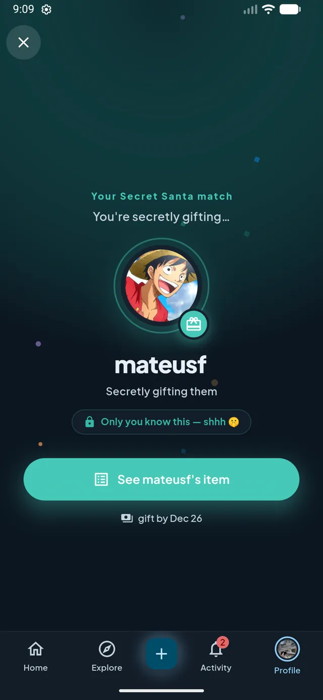 A Caelo Secret Santa draw inside a circle