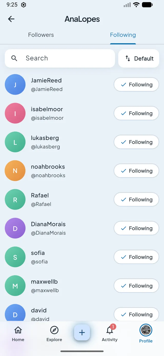 The people a Caelo user follows